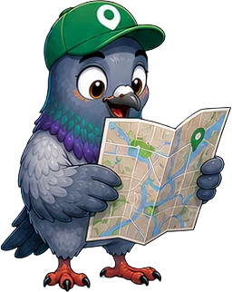 Skip the pigeon holding a map